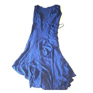 Women's navy plaid hi lo dress